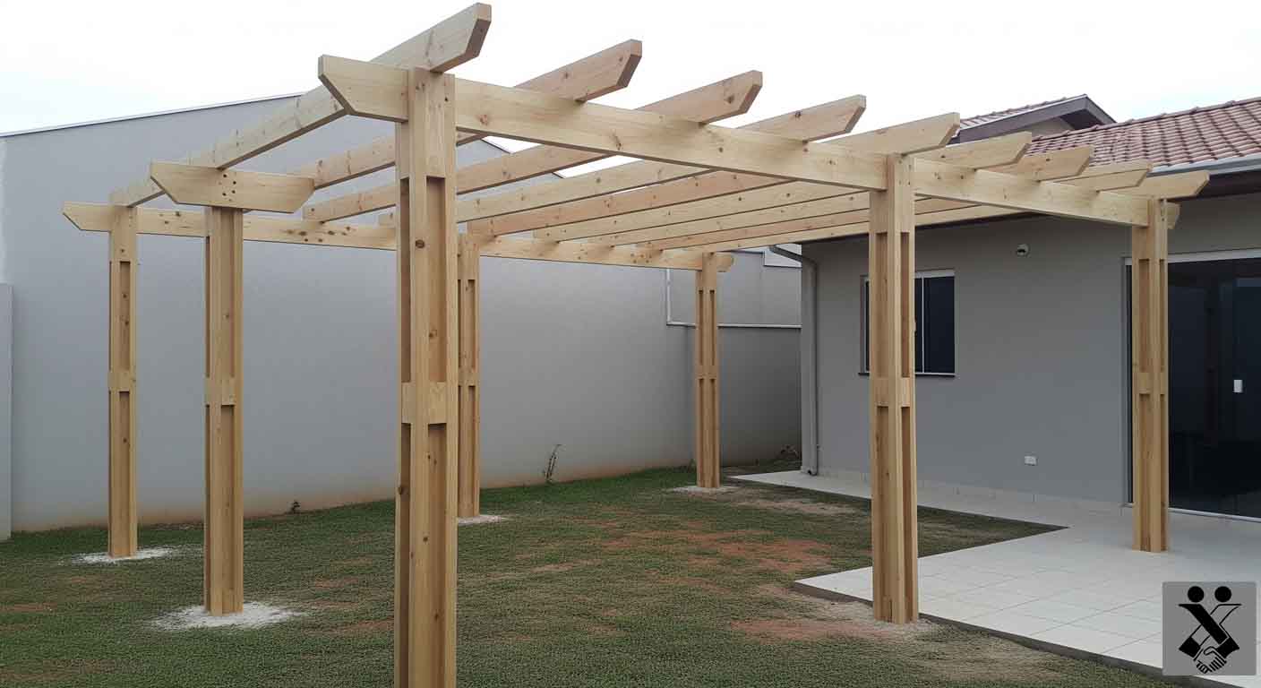 Pergolado de madeira construído pela LLSA2irmãos - Exemplo 1